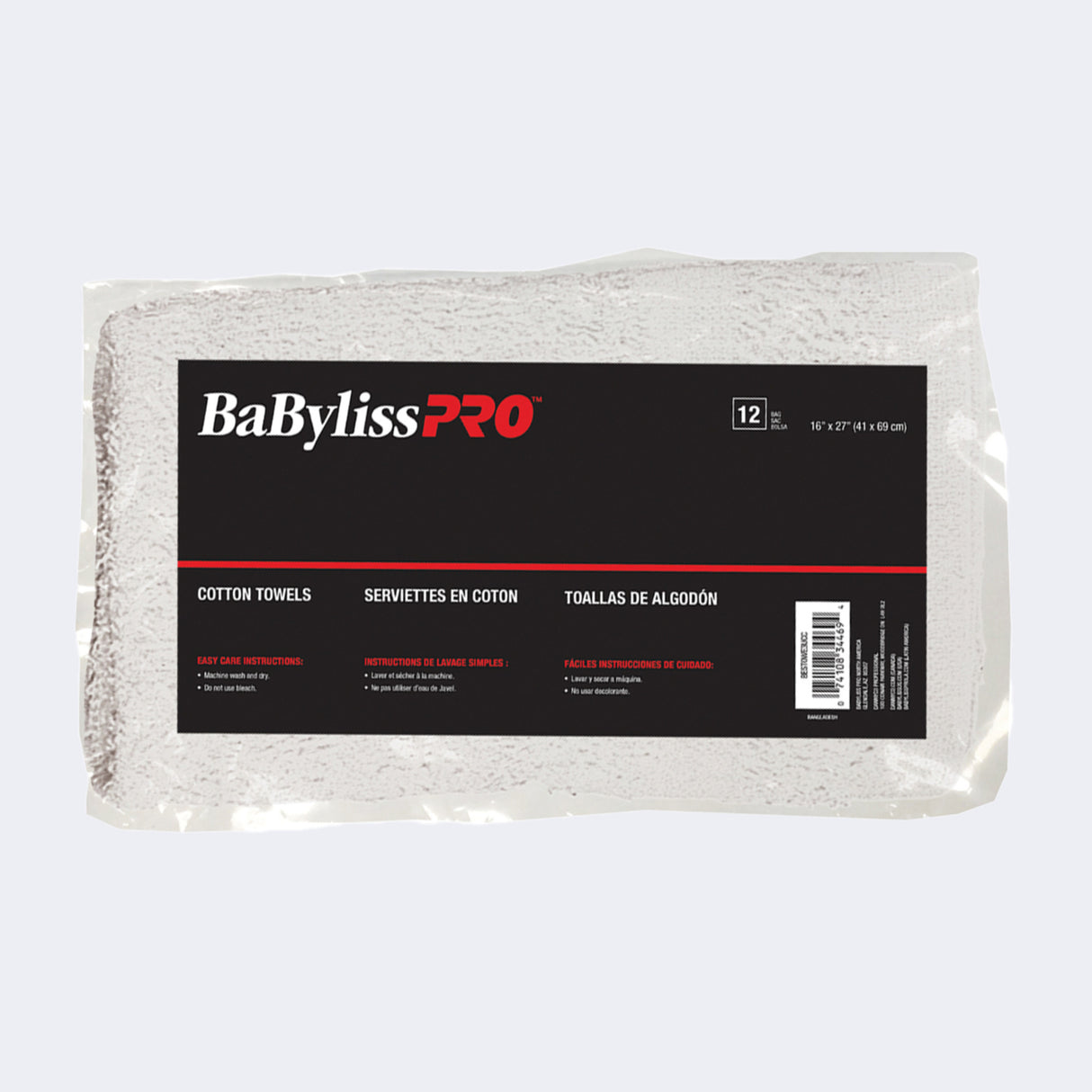 BabylissPro Cotton Towels White with Cherry Stripe (12 Pack) - Empire Barber Supply
