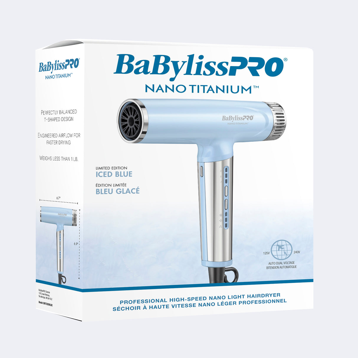 BabylissPro High Speed Nano Compact Hair Dryer Icy Blue Limited Edition