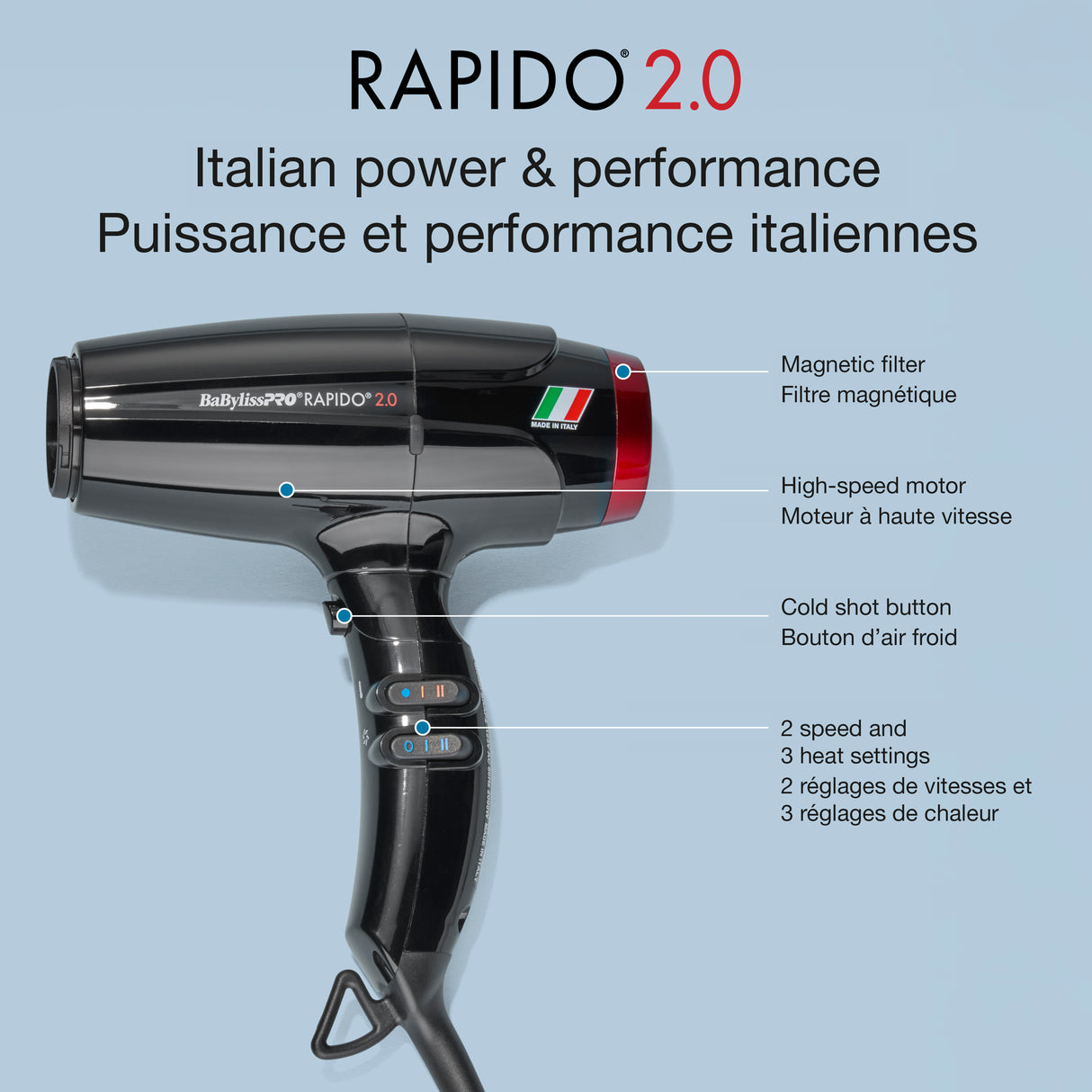 BabylissPro Rapido Hair Dryer Black 2.0