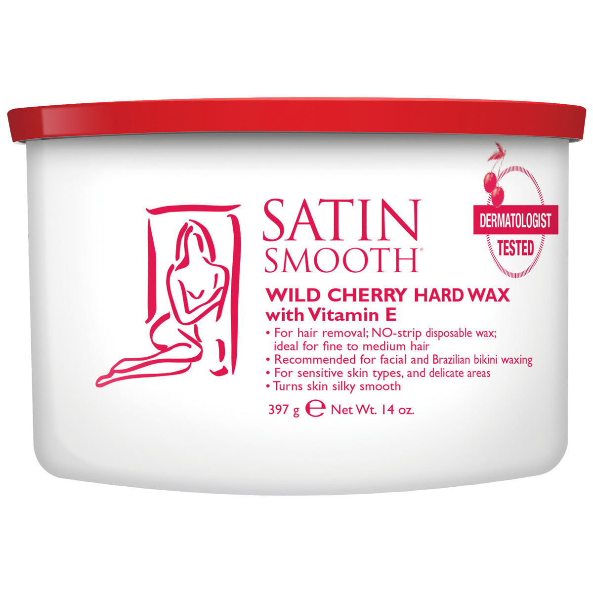 Satin Smooth Wild Cherry Hard Wax 14oz