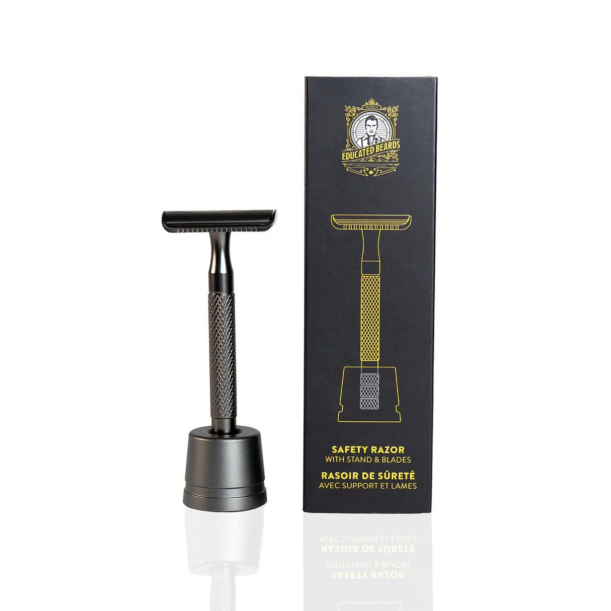 Educated Beards Safety Razor with Stand & 10 Blades
