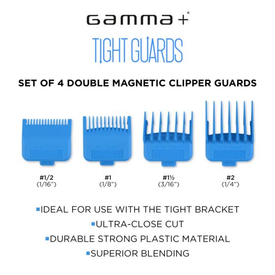 Gamma+ Double Magnetic Tight Guards Cyan Blue (4 Pack)