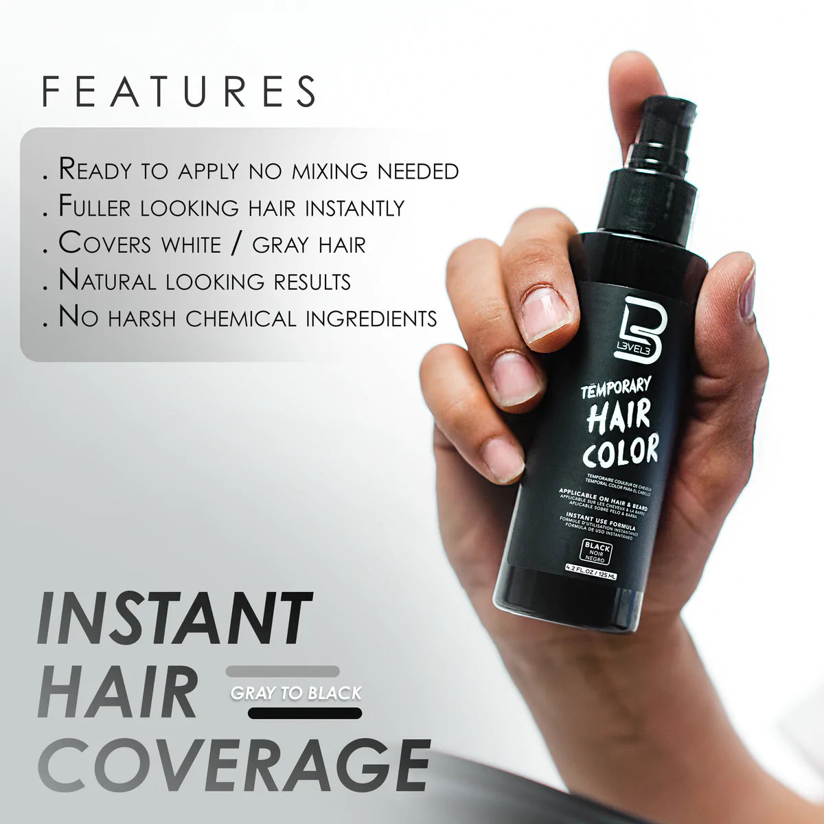 LV3 Temporary Beard Color - Black 125 ml