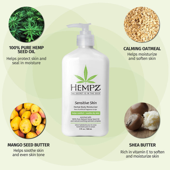 Hempz Sensitive Skin Herbal Body Moisturizer 17oz.