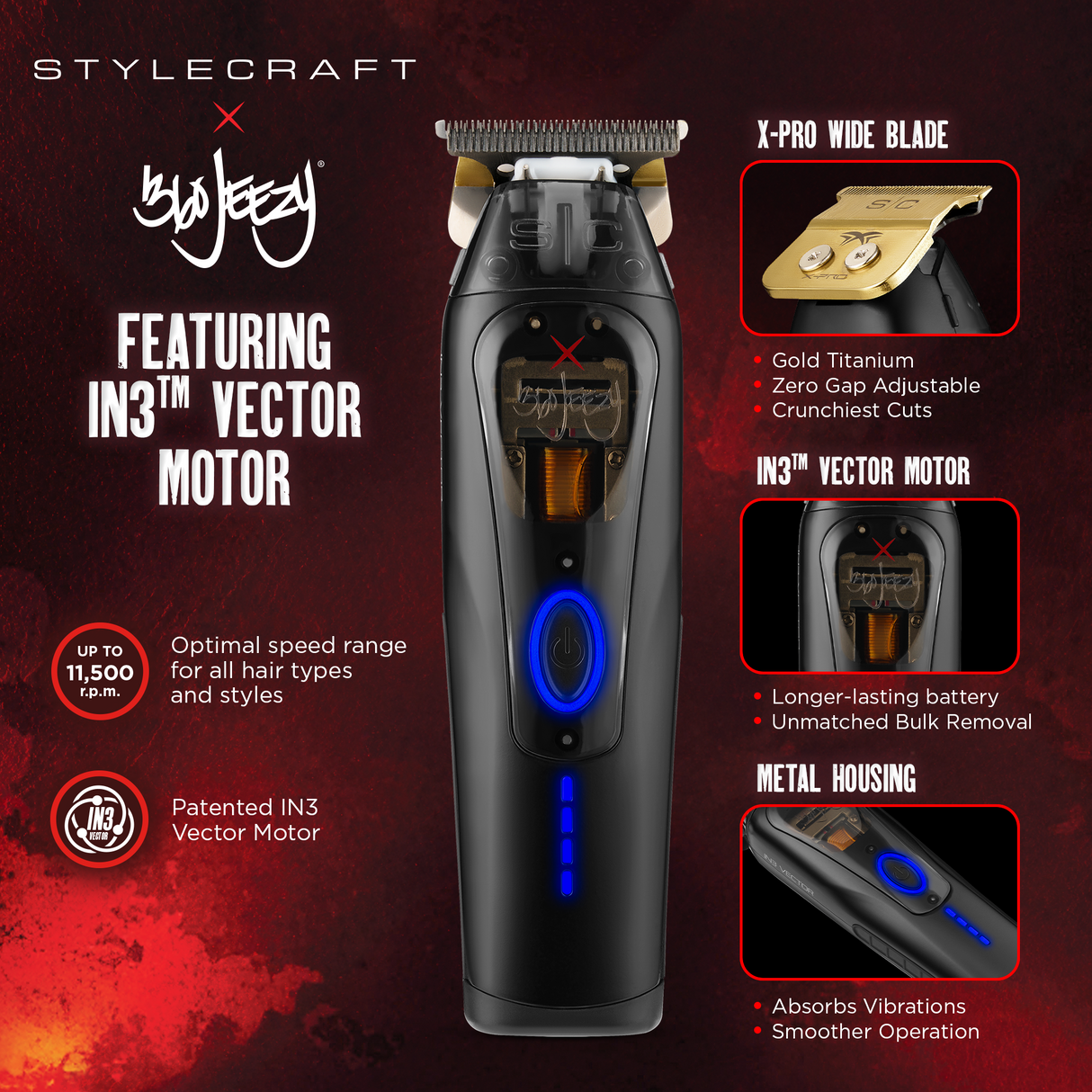 StyleCraft X 360 Jeezy Cordless Vector Trimmer