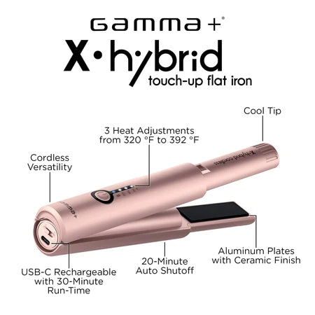 Gamma+ X-Hybrid Cordless Touch Up Flat Iron Rose Gold