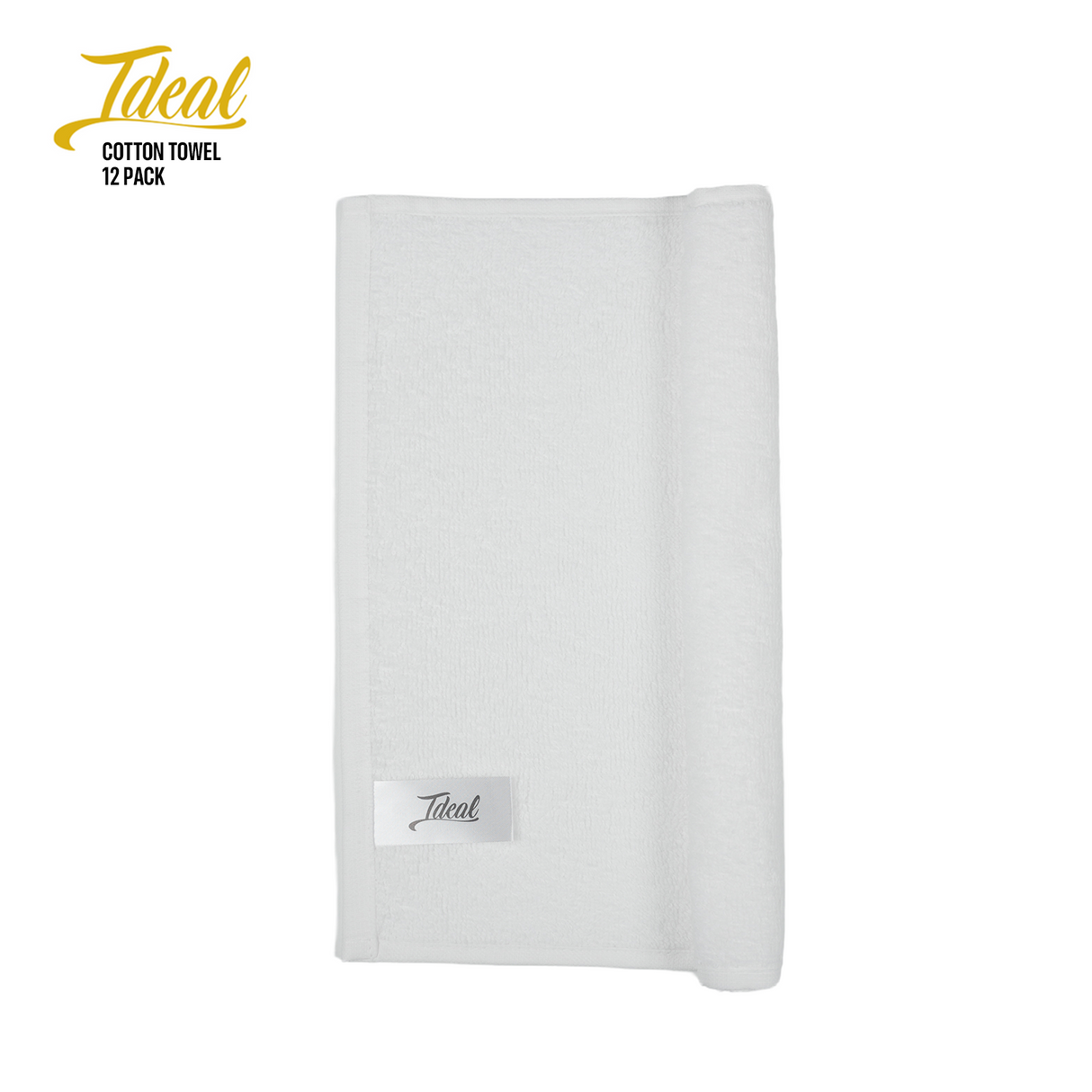 Ideal Cotton Barber Towels White 12"x12" (12 Pack)