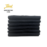 Ideal Bleachproof Cotton Barber Towels Black (12 Pack)