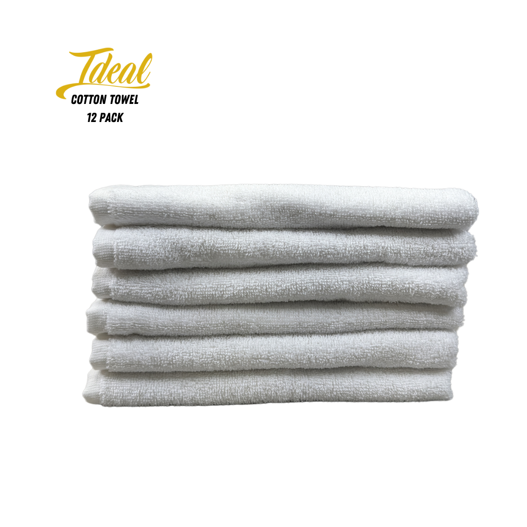 Ideal Cotton Barber Towels White (12 Pack)