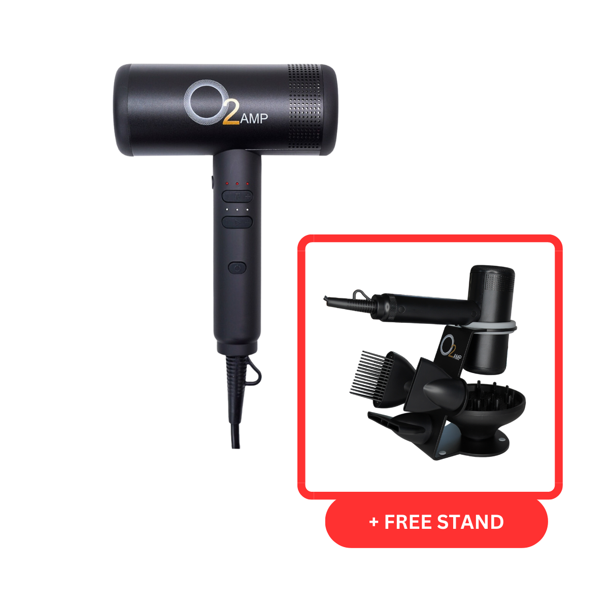 O2 AMP Hypersonic Hair Dryer + FREE AMP Professional Dryer Stand