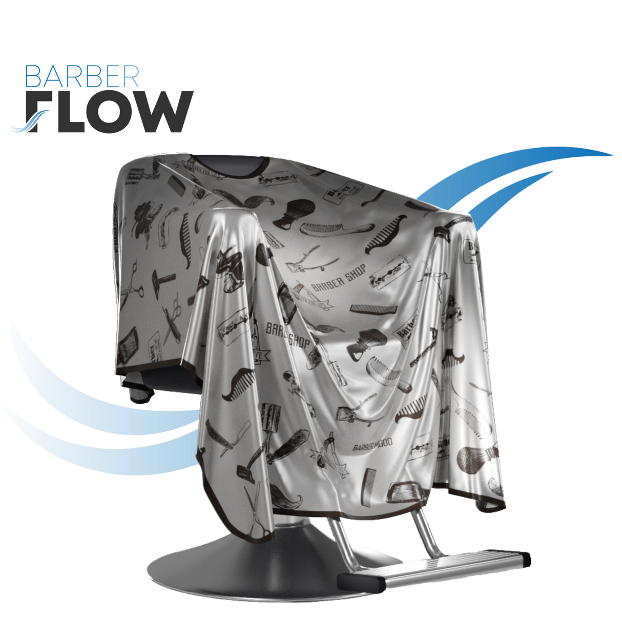 Barber Flow Pro Barber Silver Satin Cape