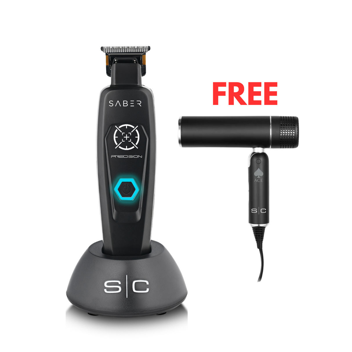 S|C Precision Saber Cordless Brushless Motor Trimmer Black + FREE S|C Ace Dryer