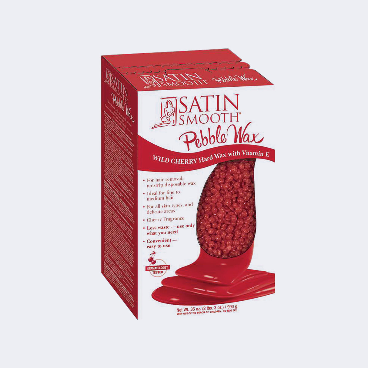 Satin Smooth Pebble Wax Wild Cherry Hard Wax With Vitamin E