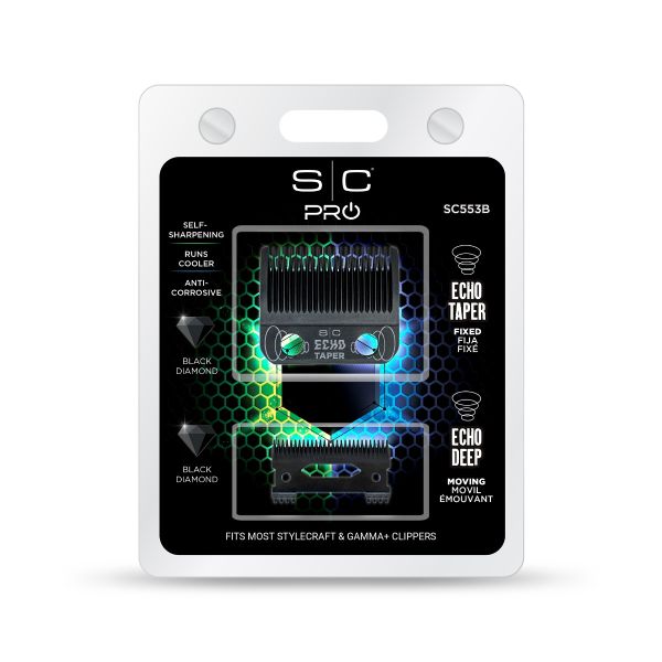 Stylecraft Echo Taper Black DLC Clipper Blade + Deep Tooth Cutter Set