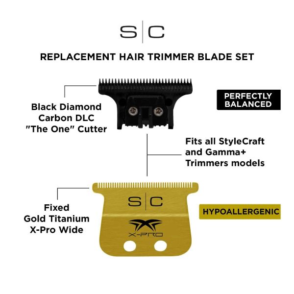 S|C Fixed Gold X-Pro Wide Blade + The One DLC Cutting Trimmer Blade